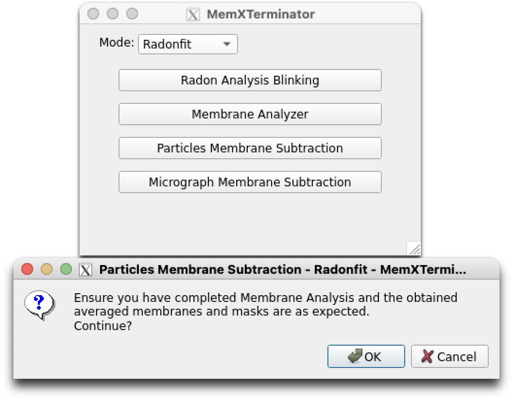 Particles Membrane Subtraction interface